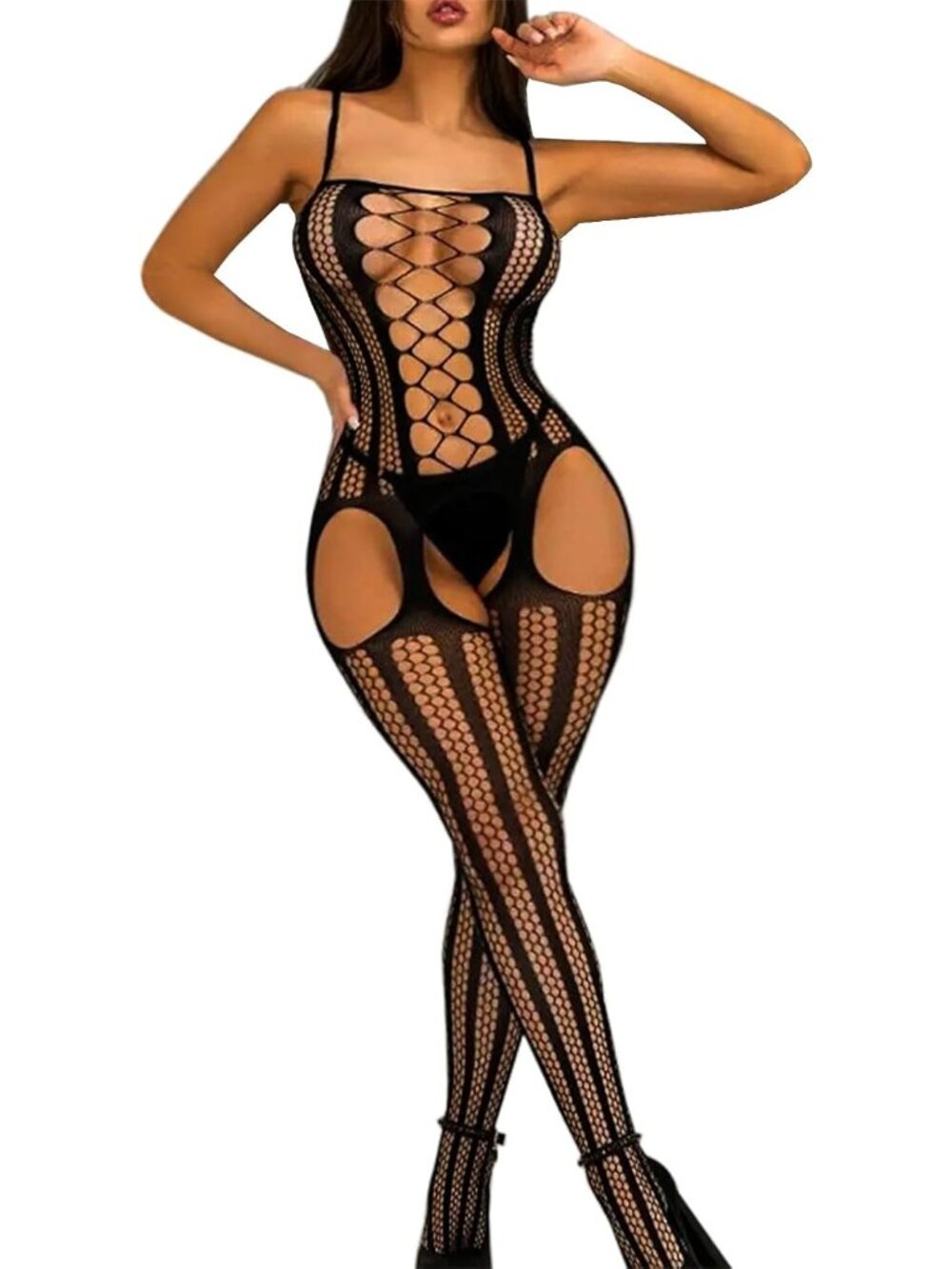 Women Black Nnst Exotic Tights Soft Nightwear Lingerie Fishnet Body Stocking Sui
